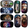 Lion With Crown Paint Pencil Case Snow Wolf / Colorful Tiger Cosmetic Bags For Teenager Pencil Box Women School Cases Supplies 1