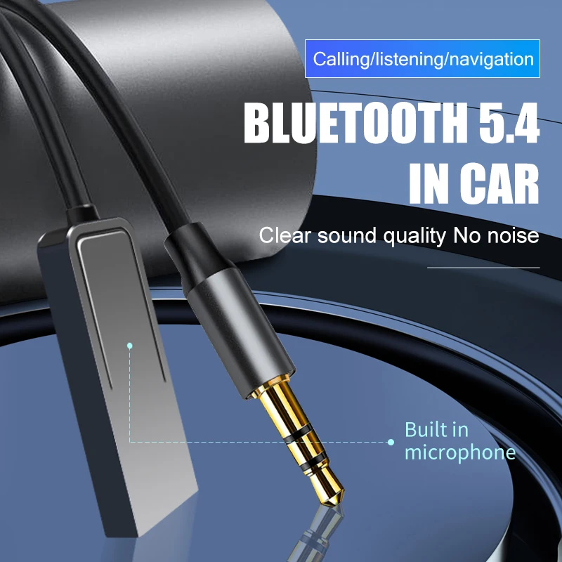 Wireless Bluetooth Car Audio Receiver with USB and 3.5mm AUX - High-Fidelity Sound and HD Microphone