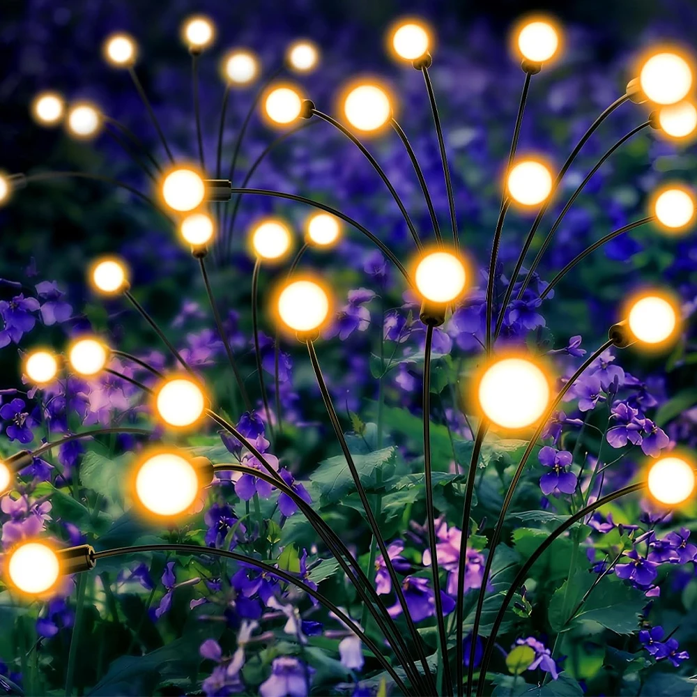 1pc 6/8/10LED Pack Solar Firefly Lights,Upgraded Solar Garden Lights Outdoor Waterproof Solar Swaying Landscape Outdoor Lights ﻿ 3