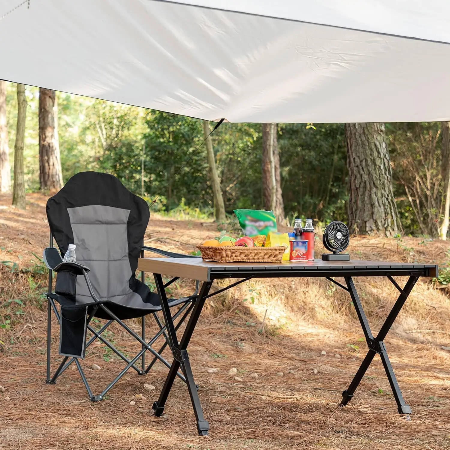 TIMBER RIDGE Folding Camping Table Adjustable Height, 46 Person