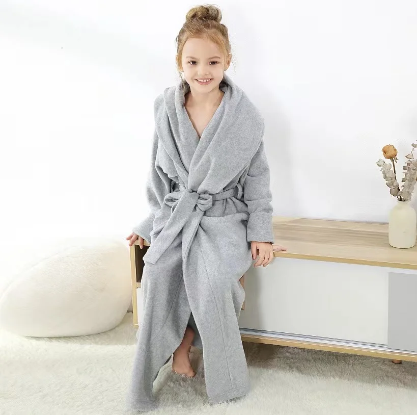 7 VEILS Girls Boys Unisex Kids Fleece Floor Length Robe Home Wear Clothes Bathrobe Pajamas