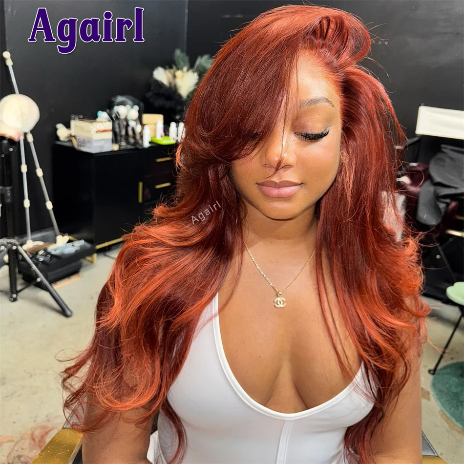 Reddish Ginger Brown 13X6 13x4 Lace Frontal Body Wave Wig 100% Human Hair Brazilian 6X4 5X5 Lace Closure Glueless Wig PrePlucked 2