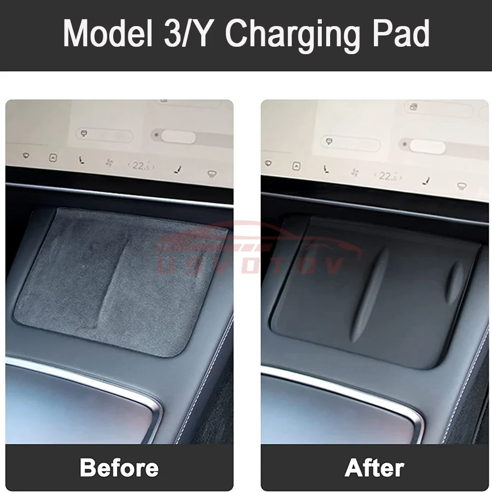 Wireless Charging Pad Wireless Charging Pad For Tesla Model 3/Y/S/X Center Console Charger Mat Accessories Phone Mount Silicone Cover