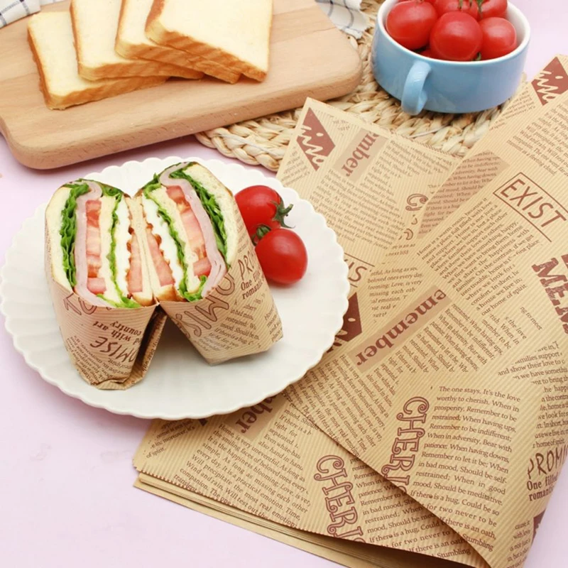 50/100pcs Oil Proof Wax Paper for Food Baking Barbecue Burger Fries Bread Baking Paper Plate Mat supplies