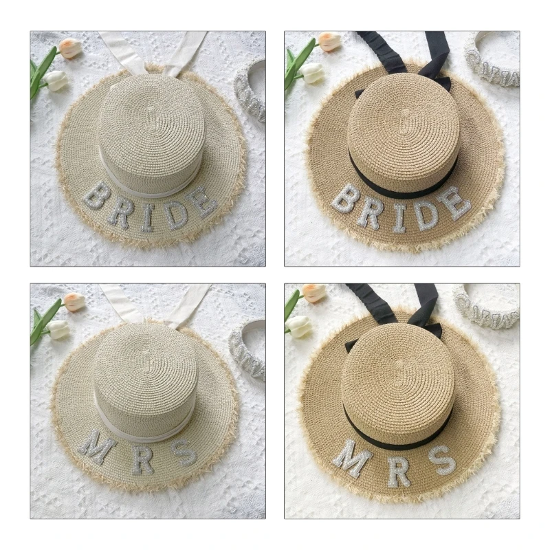 

Pearl BRIDE/MRS Letter Decors Hat for Woman Wedding Hat for Taking Photo