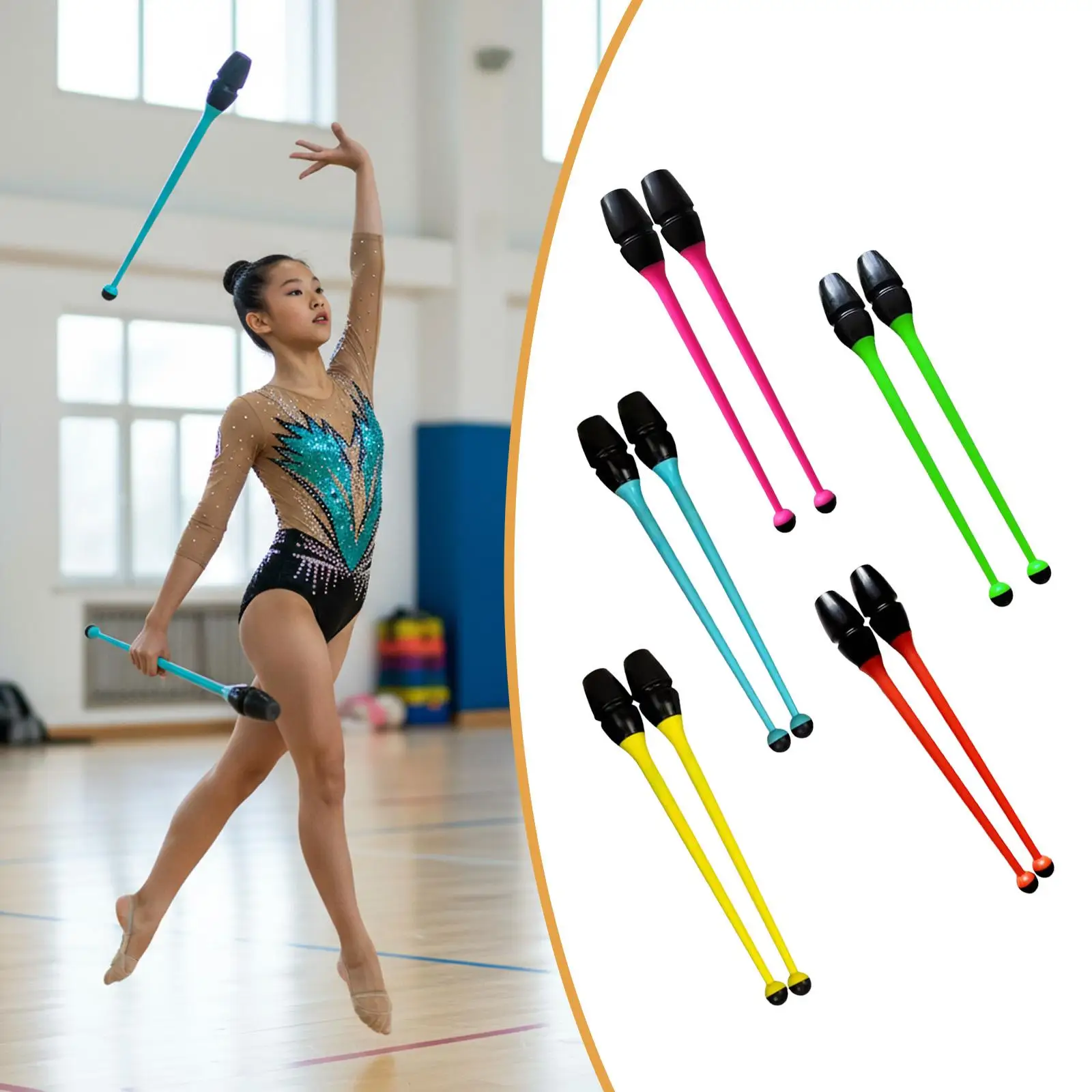 Rhythmic Rocking Stick Drawing Rhythmic Gymnastics Stick Clubs Rubber Artistic Twirling Sticks Fitness ...