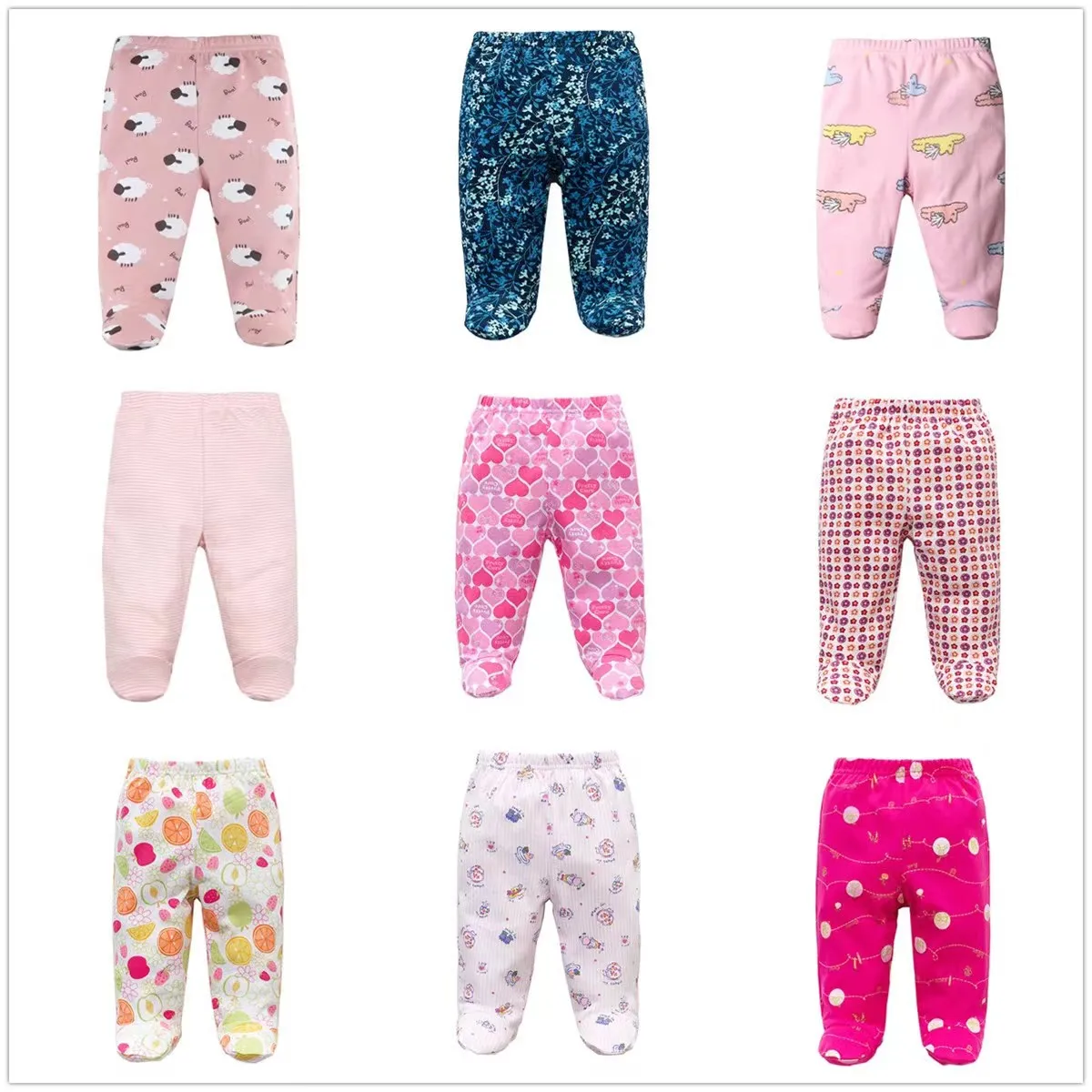 3PCS/Lot Cotton Newborn Baby Boy Girl Pants Cartoon Wrap Foot Long Trousers Spring Autumn Toddler Leggings For Girls Boys 0-12M 6