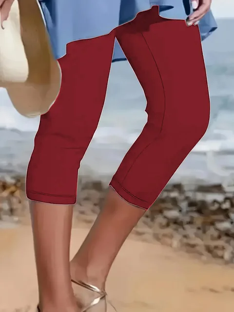 Été nouveau sport décontracté Yoga Capri femmes grande taille Leggings taille élastique pantacourt femmes Leggings décontractés 5