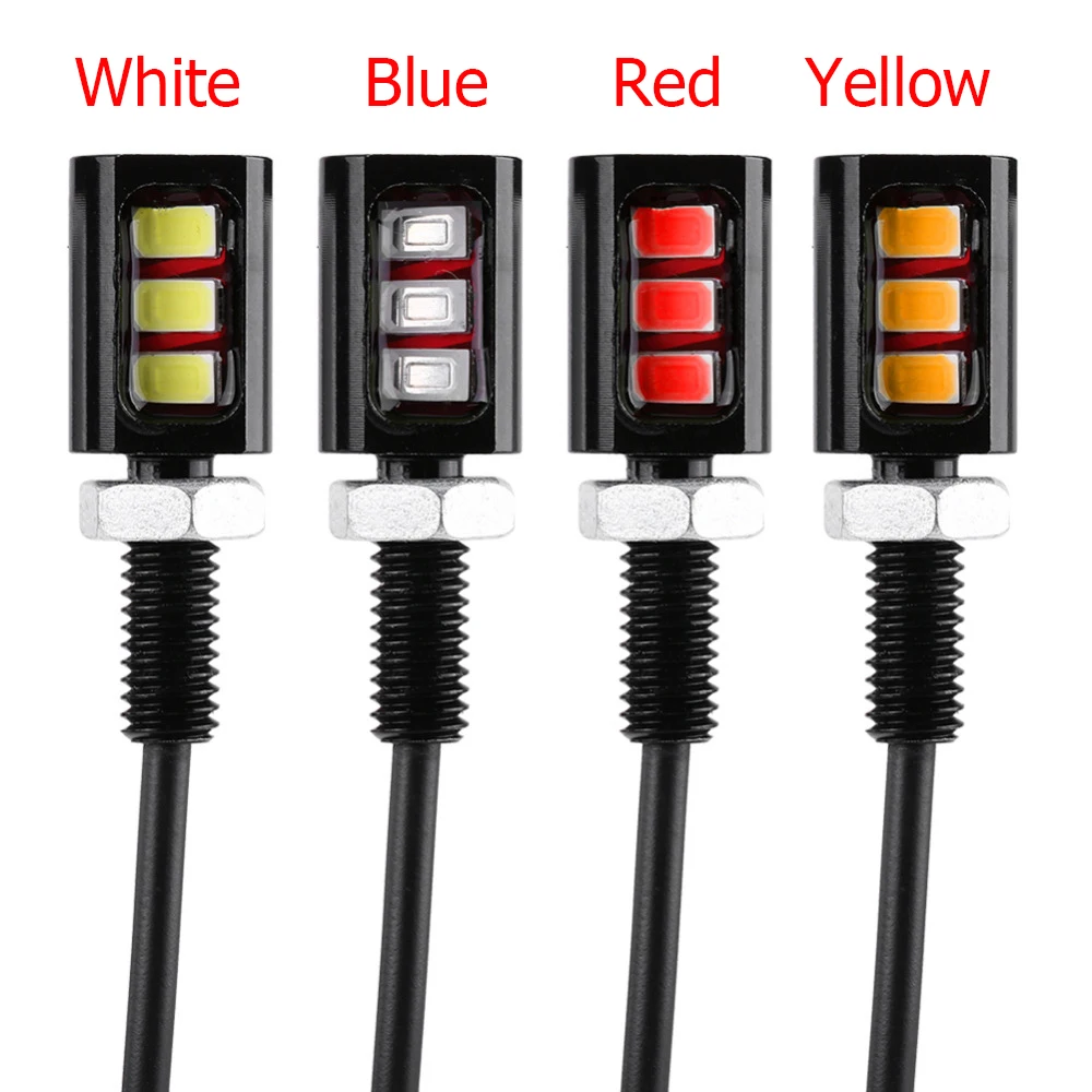 2Pcs Bulb Screw Bolt 12V 3 LED Lamp Car Motorcycle Light License Number Plate
