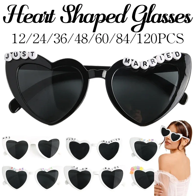 Just Married Sunglasses Wedding Party Pink White Heart Glasses