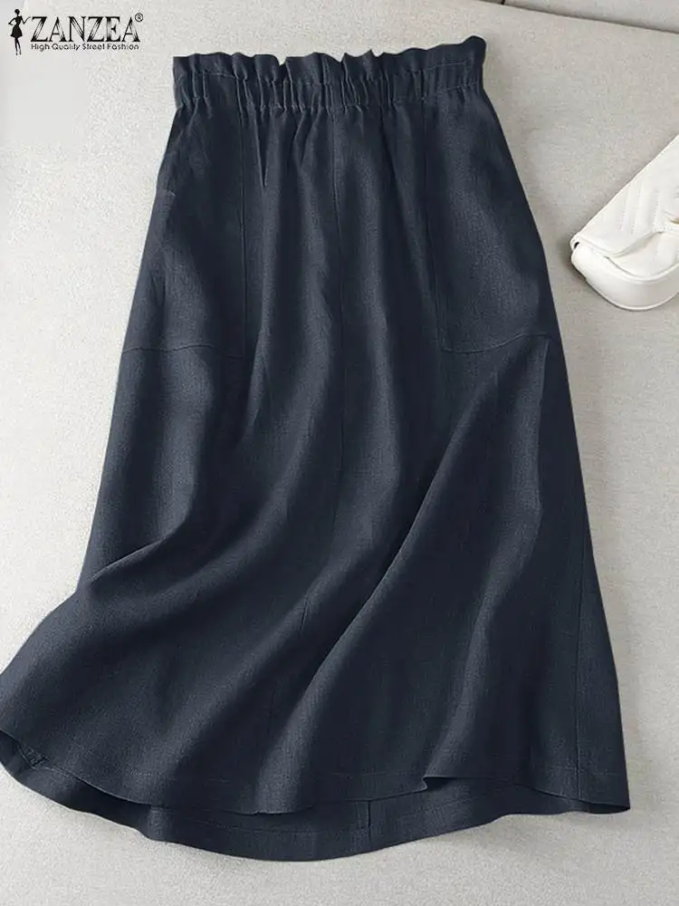 

2023 ZANZEA Vintage High Waist Skirts Women Summer Maxi Long Skirt Holiday Sundress Jupe Female Work Robe Vestidos Faldas Saia
