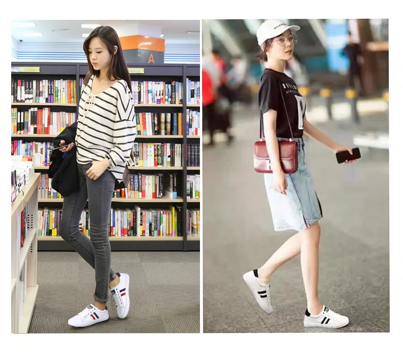2023 Women's Genuine Leather Sneakers Women Casual Fashionable Sports Shoes Vulcanized White Flat Shoe Ladies White Sneakers