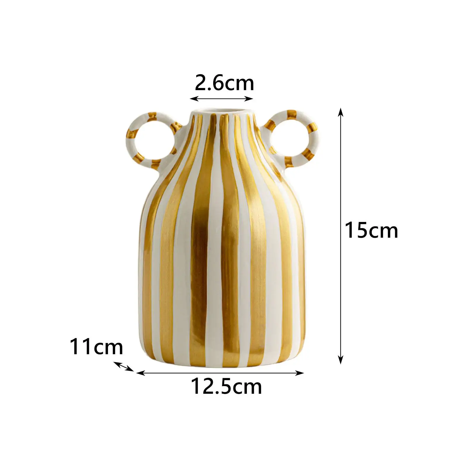 Decorative Flower Vase Ceramic Vase with Handle for Mantel Cabinet Bedroom