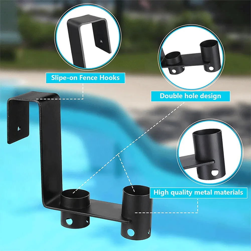 Metal Pool Tool Organizer Hooks for Pool Pole Brush Leaf Skimmer