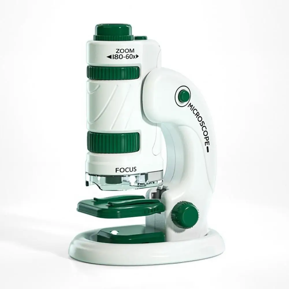 

Portable Microscope Toy Portable Kids Microscope with 60x-180x Zoom Magnification Lenses Led Educational Science for Toddlers