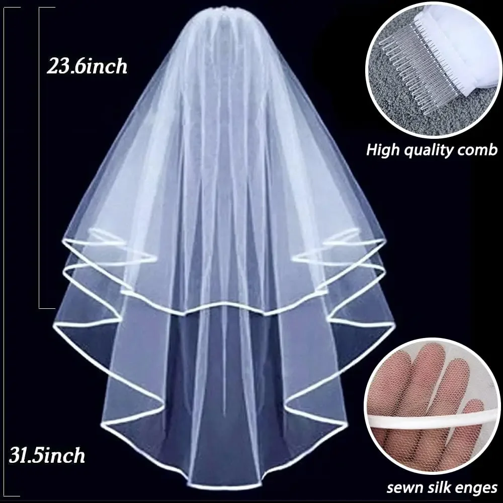 Bridal Veil Wedding Vails Women's Simple Short White Ivory Tulle With Comb For Brides Shower Bachelorette
