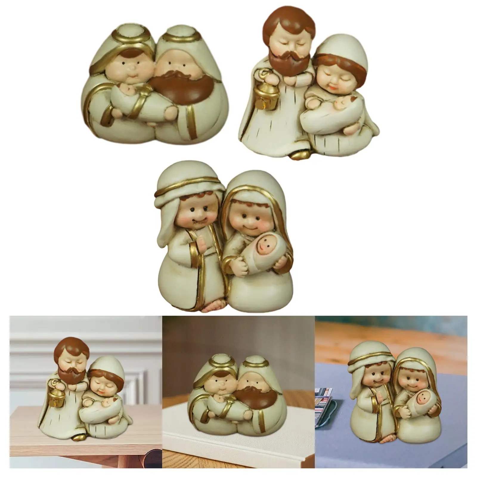 Holy Family Figurine Gift Decorative Nativity Set for Table Cabinets Desktop