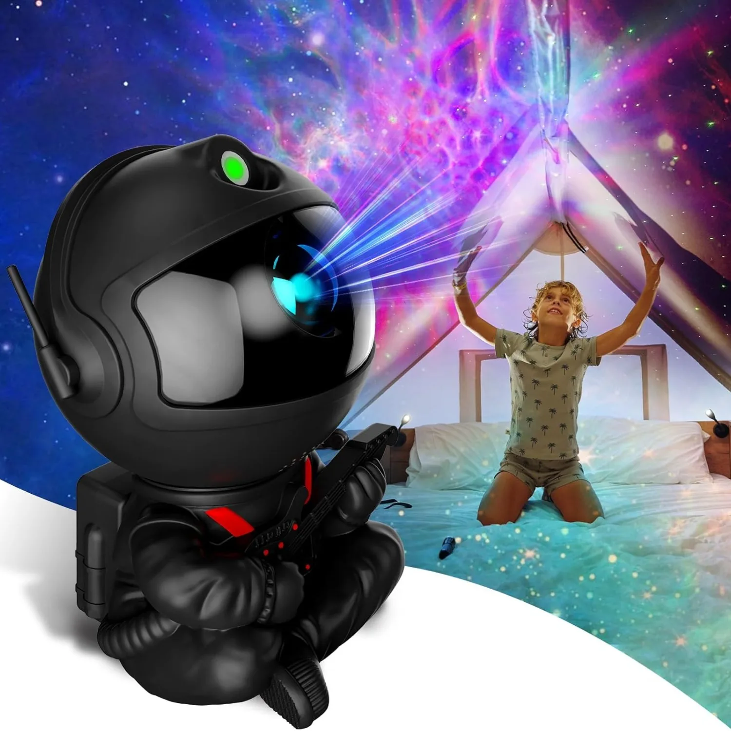 Astronaut Galaxy Projector Night Light for Kids Nebula Ceiling LED Lamp Room Decor with Timer and Remote Gifts for Christmas