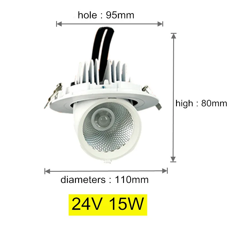 360 angles adjustable 12V 24V 10W 15W 25W LED Panel Light COB Rotation Recessed Ceiling Downlight led panel ceiling lights