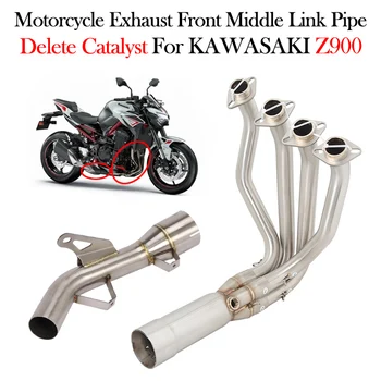 Fire Torch Motorcycle Exhaust Front Middle Link Pipe Delete Catalyst Muffler Escape Stainless Steel Bike Tube For KAWASAKI Z900