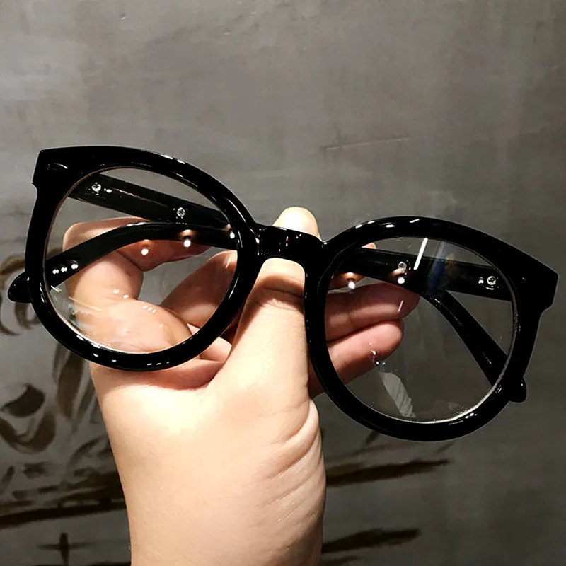 Übergroße schwarze Myopie-Brille für Männer und Frauen, runder Rahmen, kurzsichtige Brillen, optische Brillen, Dioptrien -0,5 bis -6,0