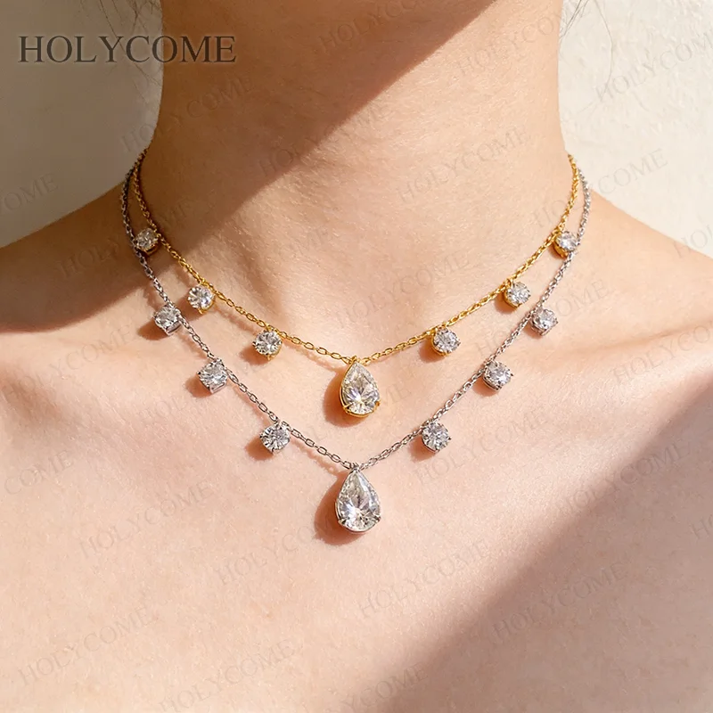 Maßgefertigter Anhänger Moissanit Birnenform 925 Sterling Silber Insgesamt 5-6CT D-Farbe Höchste Qualität Für Mädchen Hochzeit Geburtstag Schmuck Geschenke – Detail 8