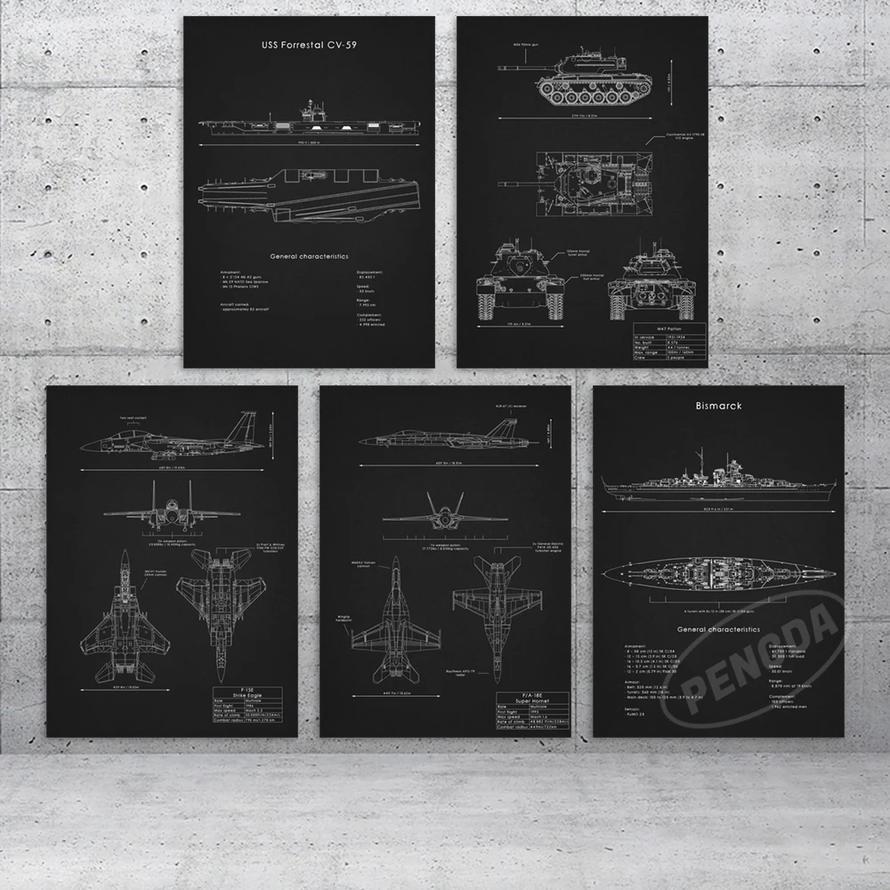 

Canvas Prints Paintings Wall Art German Tank Evolution Pictures Structure Diagram Poster Modular Living Room Modern Home Decor