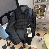 Chemise tissée à rayures pour femmes, grande taille, revers, manches longues, boutons, chemisier, vêtements d'été, printemps 2023 6