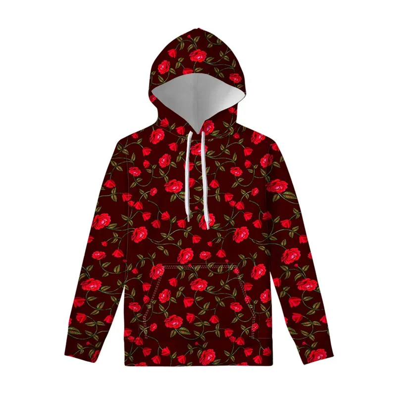 thumbnail image 1 of Sudadera con capucha con estampado 3D de flores de rosas coloridas para hombre y mujer, jersey con estampado floral de Harajuku, ropa de calle para primavera y otoño, 1 of 5