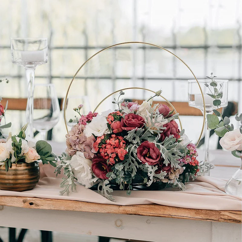 Metal flower garland Ring flower wreath hoop catcher