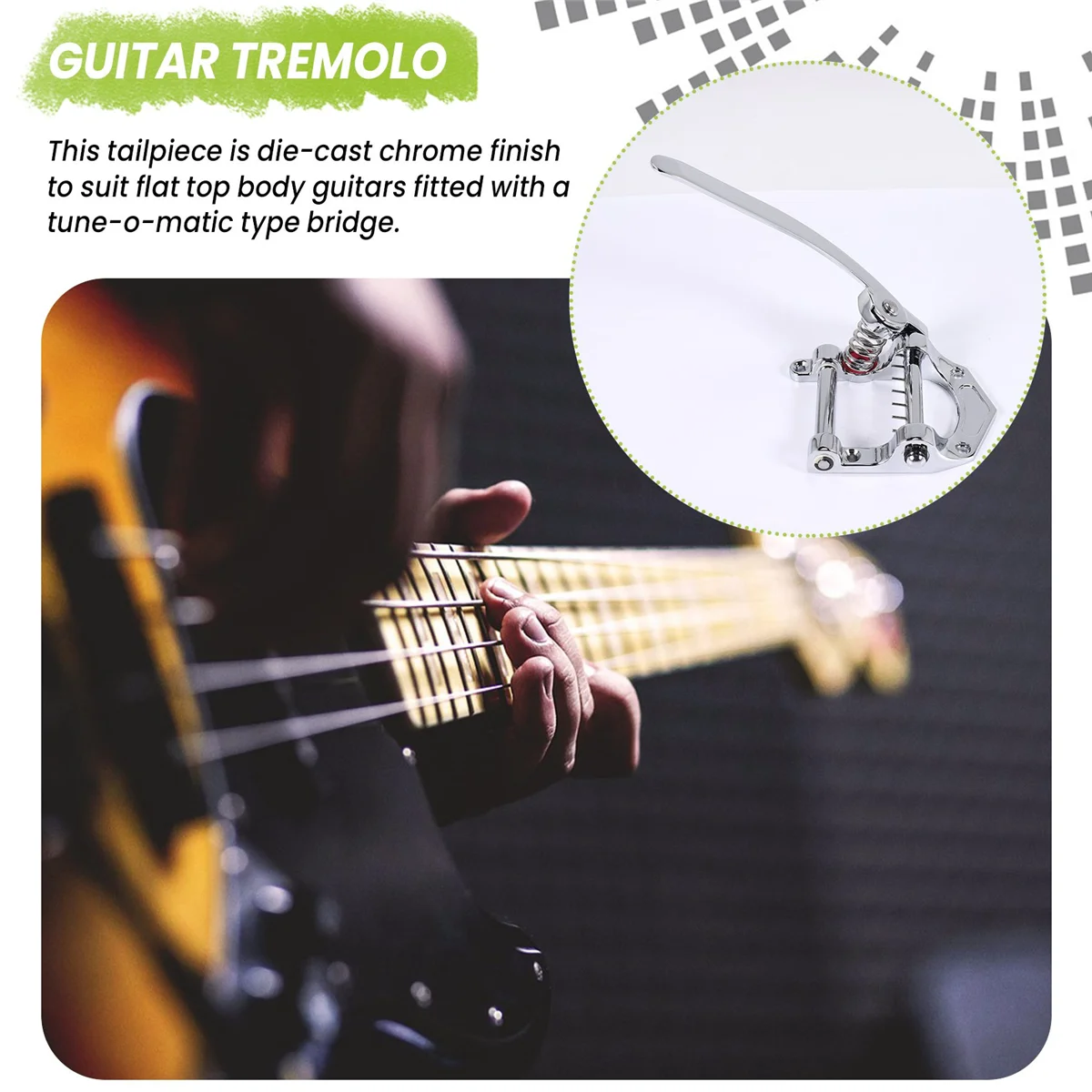 Guitar Vibrato Tailpiece Tremolo Flat Top Body Tremolo Unit Vibrato Bridge for Tele, SG, LP, ETC Electric Guitars(Silver)