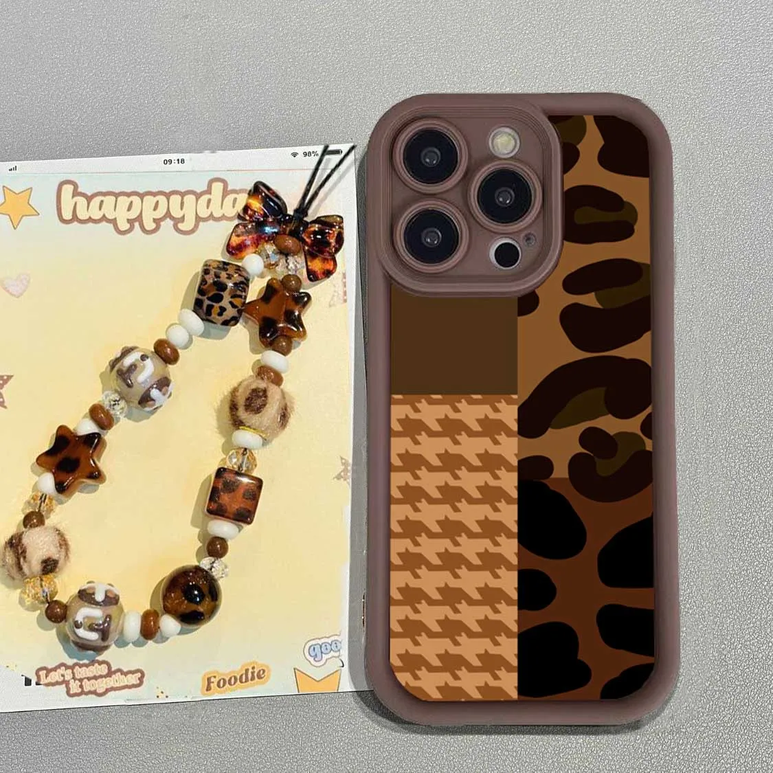 Leopard Print Hand Chain Phone Case Cover