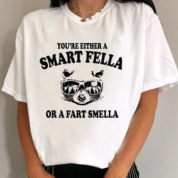 Smart Fella Raccoon Meme T Shirt Women Funny Mental Health Graphic T-Shirts Unisex Vintage Fashion Tops Short Sleeve Tees 1