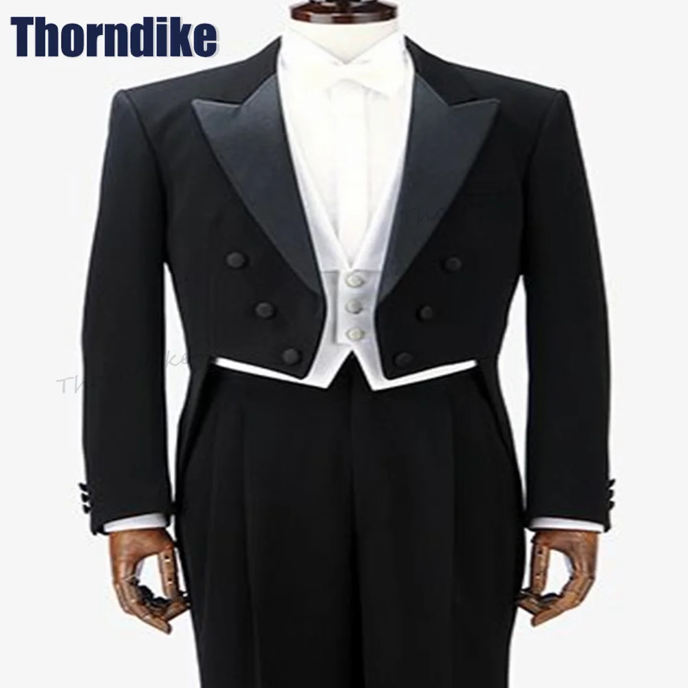 

Thorndike New Italian Tailcoat Design Men Suits for Wedding Prom Elegant Terno Masculino Complete 3 Pieces Groom Long Tuxedos