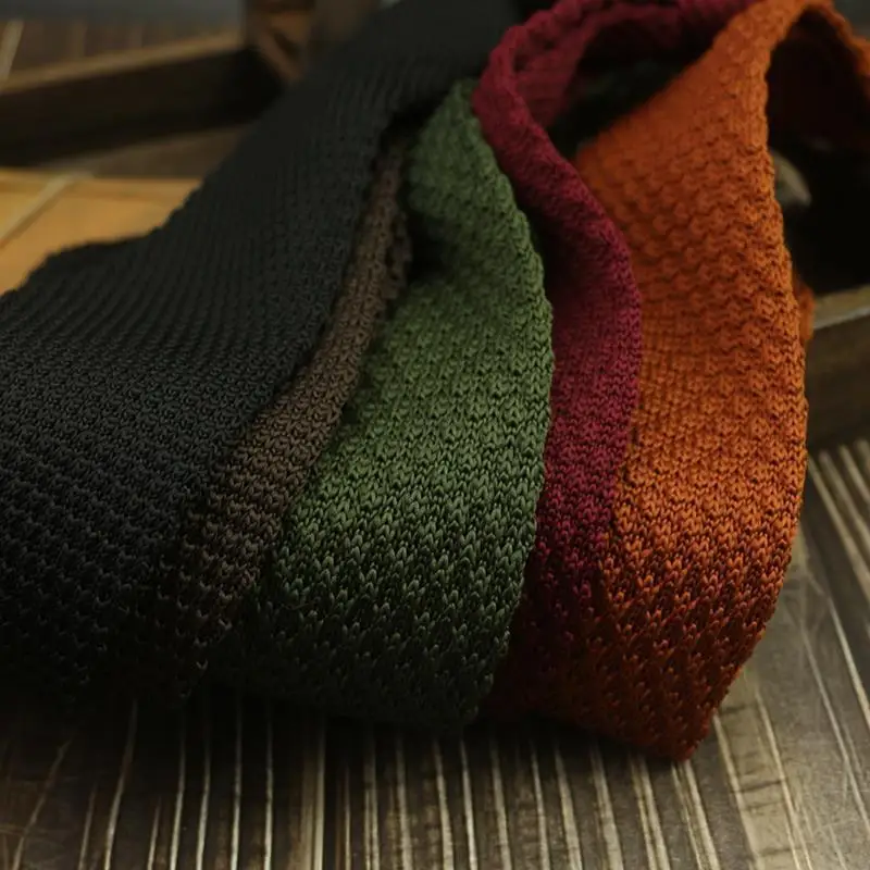 Gradient Knitted Tie - Mens Solid Color Slim Necktie