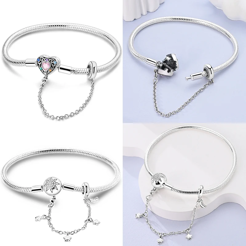 Heiße Verkäufe 925 Sterling Silber Armbänder Für Immer Liebe Schmetterling Herz Armband Fit DIY Charms Perlen Mode Frauen Schmuck 17-20 CM – Detail 7