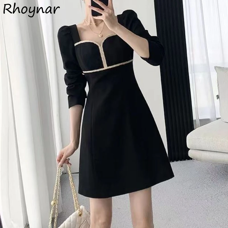 

Panelled Mini Dress Women Clothing Elegant Autumn French Style Vestidos Casual All-match Party Daily Lady Fashion Tender Ulzzang