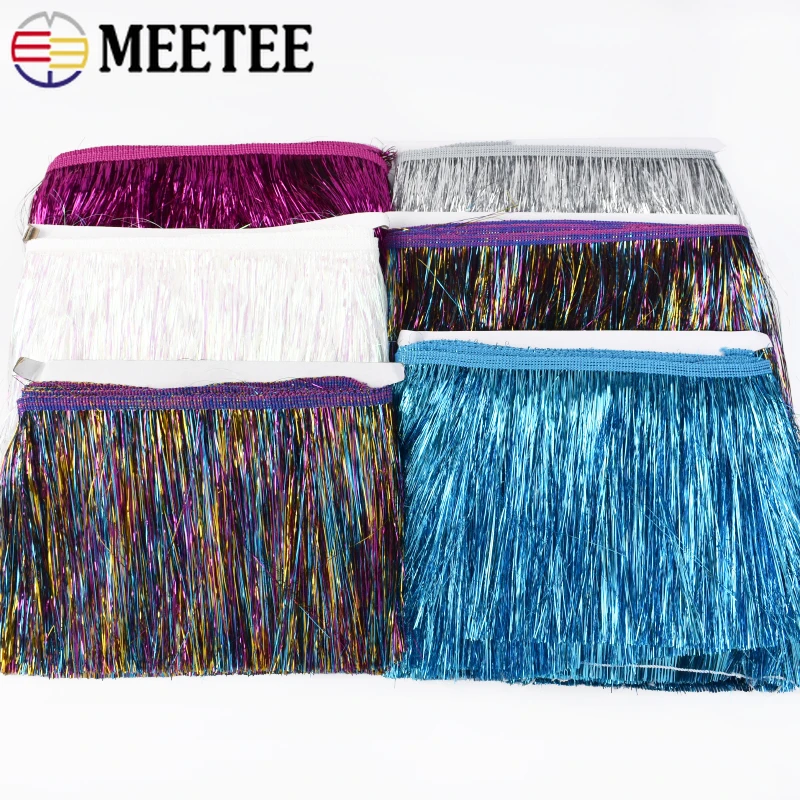 

2/5/10M 15cm Colorful Laser Sequin Tassel Lace Trim Glitter Fringe Tape Christmas Decoration Latin Skirt Ribbon Sewing Supplies