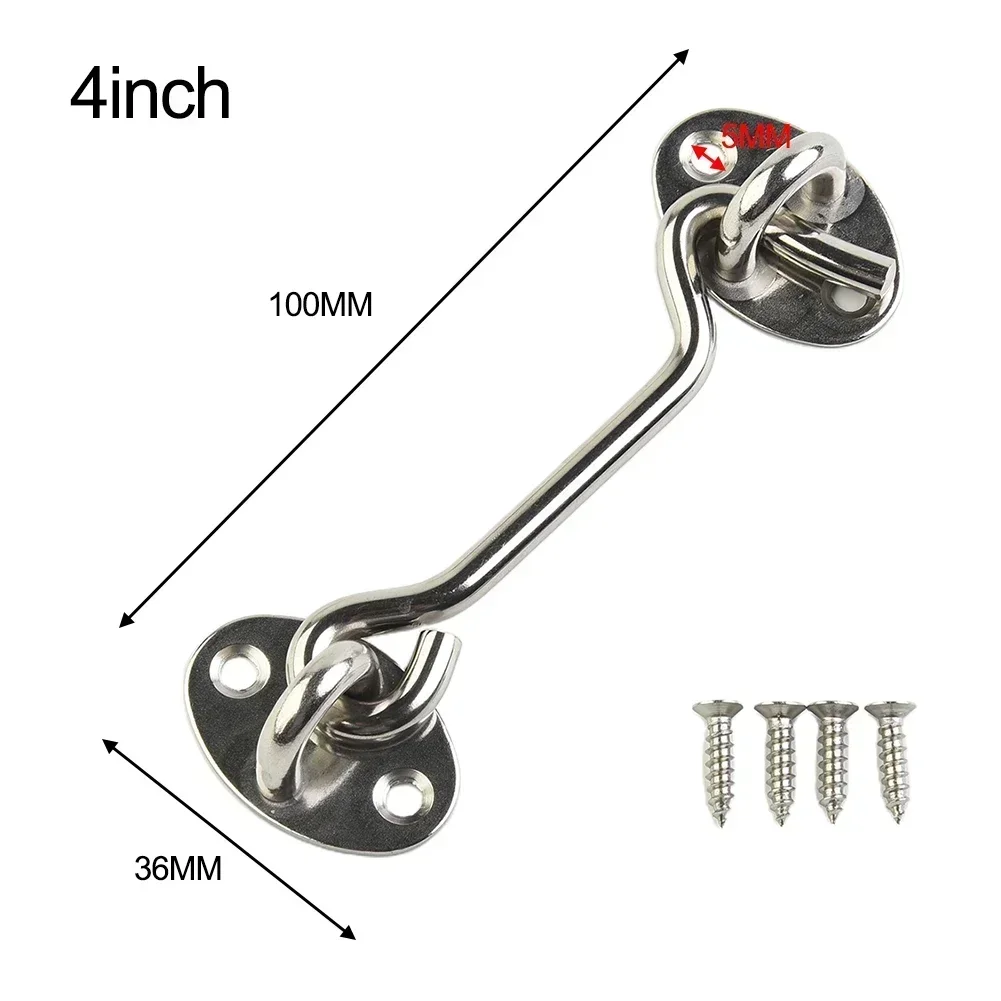 Stainless Steel Cabin Hook Eye Shed Gate Door Latch Silent Holder Window Cabin Hook Lock And Eye Latch Lock Door Bolt tool door latch sliding door latch door lock latch cabinet locks
