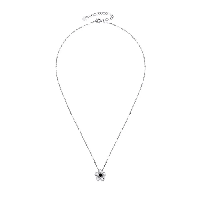 

Модное роскошное классическое ожерелье ZFSILVER из серебра 925 пробы с черным муассанитом и цветком на удачу, Женские аксессуары, ювелирные изделия