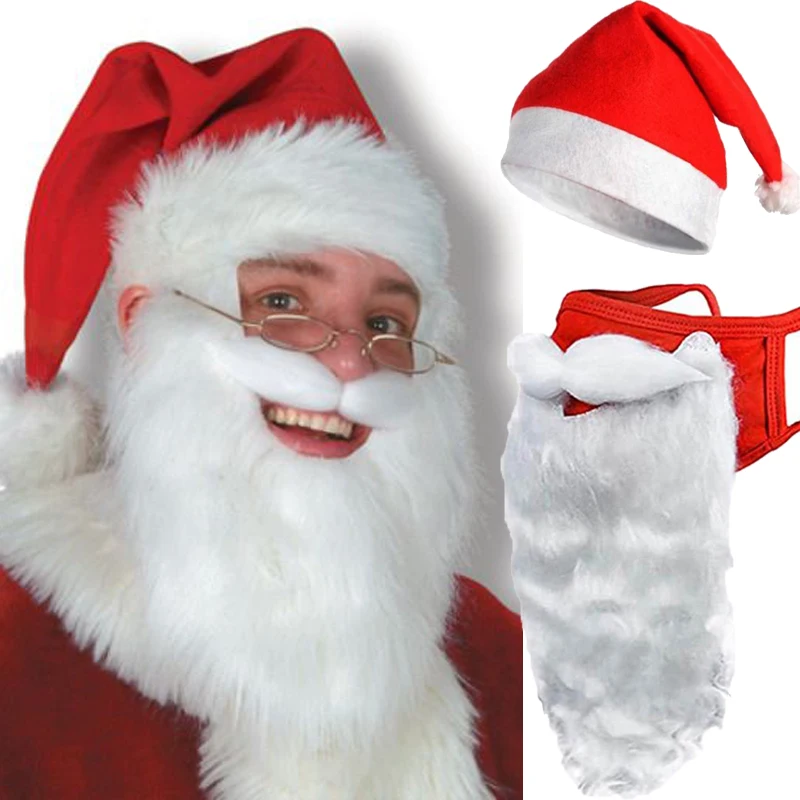 

1set Christmas Hats Adult Kids Red Santa Claus Xmas Hats Mask Merry Christmas Caps New Year Boys Girls Party Decoration Navidad
