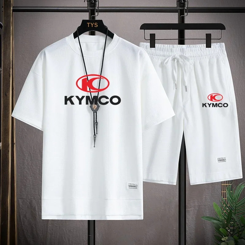 KYMCO 남성용 반팔 티셔츠 및 5 점 반바지 2 피스 세트, 패션 조깅 캐주얼 운동복, 여름 신상