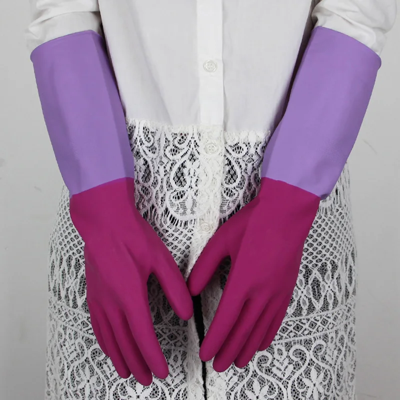 Waterproof Dishwashing Kitchen Clean Tools Durable Household Scrubber High Elasticity Dish Washing Rubber Latex Gloves