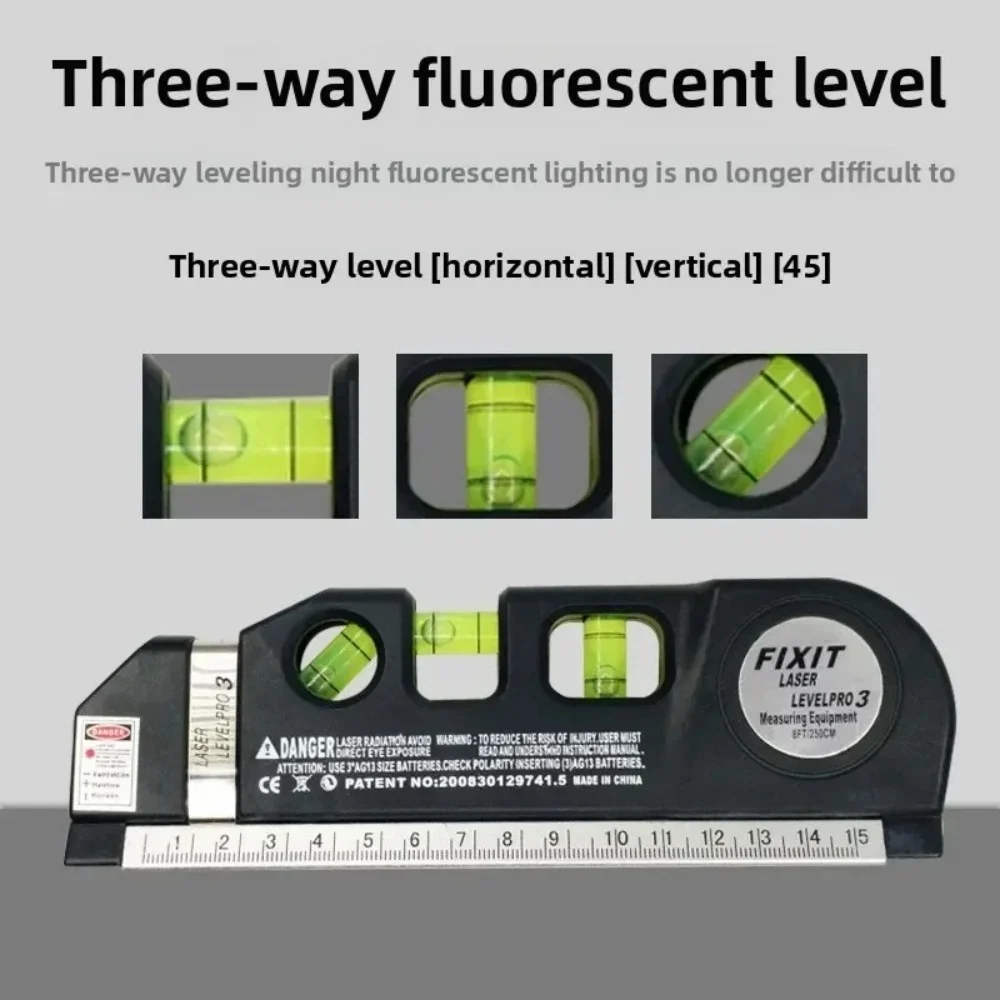Easy to Use Laser Level Line Tool Multipurpose Laser Level Kit Standard Cross Line Lase 8 Feet Measure Tape Ruler