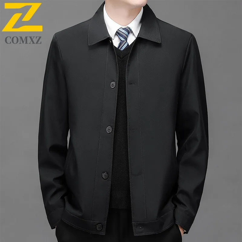 Autumn Men's Fleece Work Jacket Waterproof Windproof Business Coat Thickened Warm Fashion Casual Solid color Outerwear New 2025