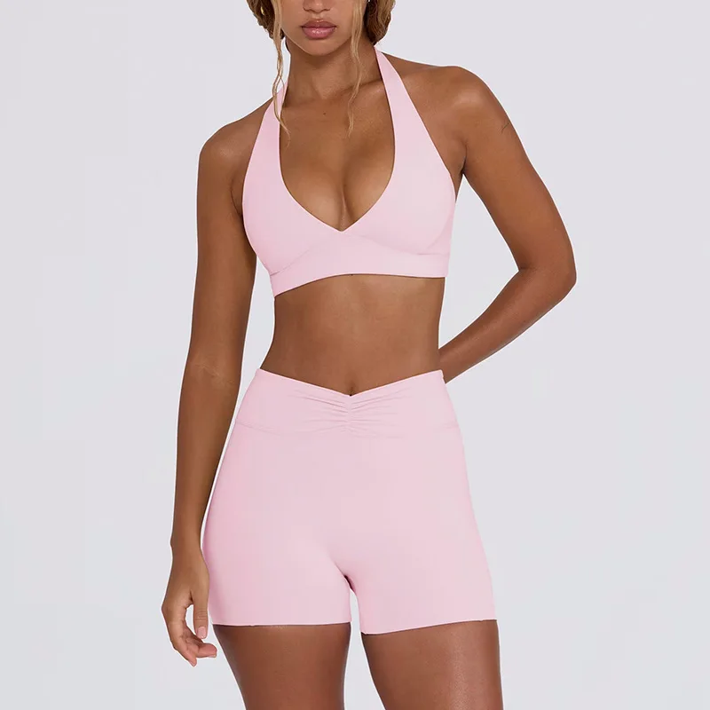 pink shorts set