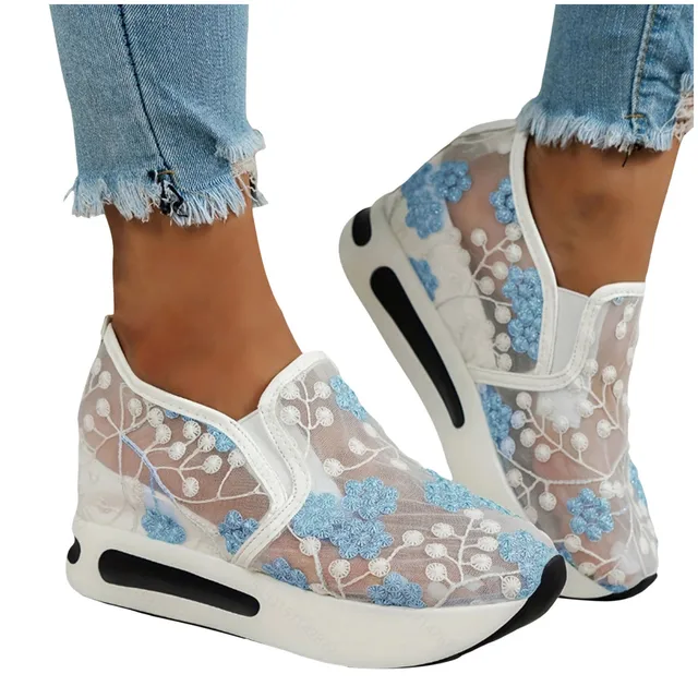 Baskets Blanches Brodées à Fleurs Pour Femmes Taille 38 Blanc