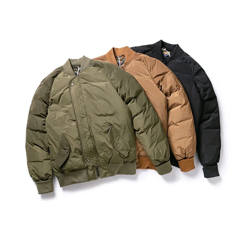 

Winter Men's Baseball Collar Down Cotton Padded Jacket Outdoor Camping Lightweight Loose Coat Working Cycling Tooling Cargo Tops