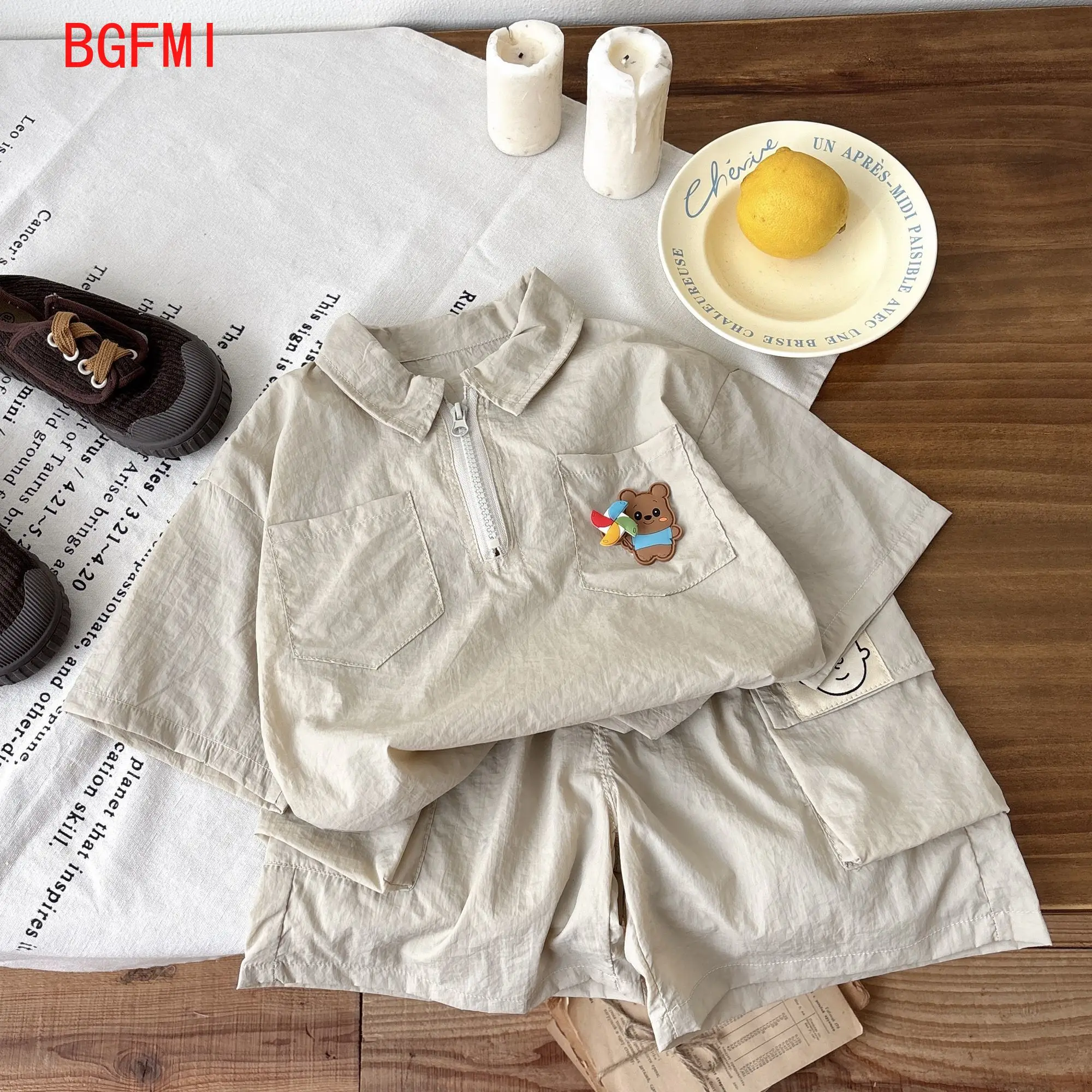 Baby Boys Casual Clothes Sets Summer Children Cotton Cartoon Windmill Polo Shirts + Shorts 2pcs Suit for Kids Kids Outfits 1-5Y
