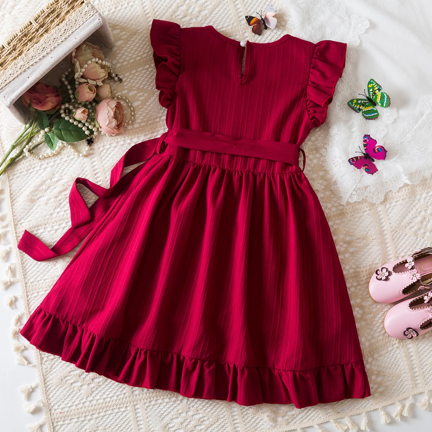 Flower Kids Dresses for Girls Summer Sleeveless Princess Birthday Party Christmas Costume Children Ruffles Casual Clothes 3-8Yrs